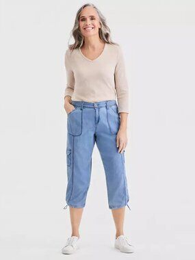 Style & Co. Mid-Rise Cargo Capri Pants - Turquoise